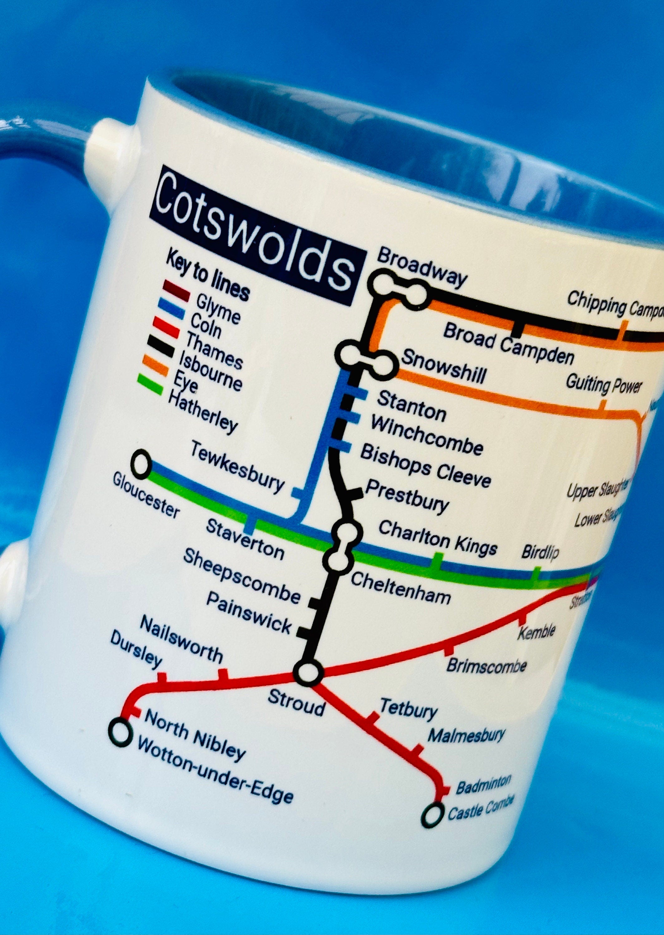 Cotswolds Metro Map Mug: Unique England Travel Gift