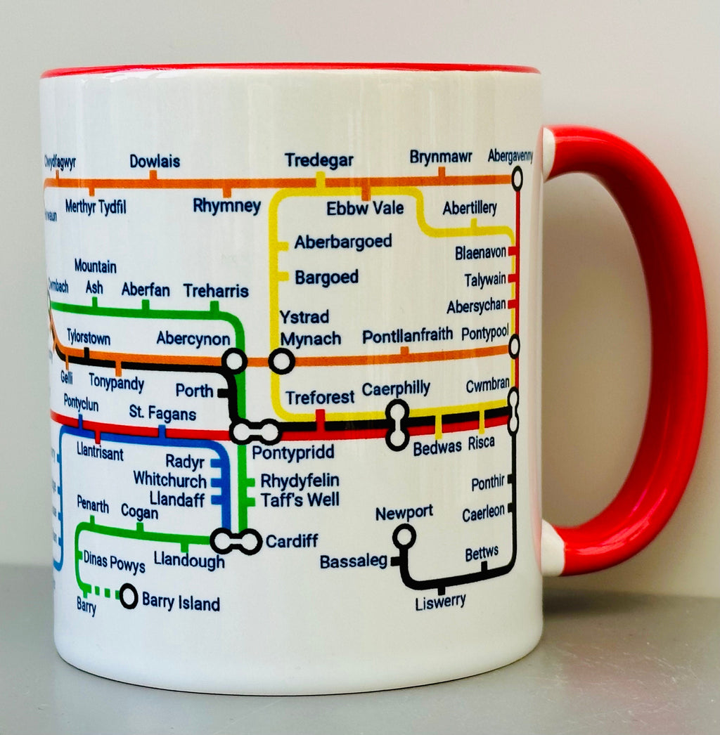 Valleys metro mug - Pontypridd, Abercynon, Ebbw Vale, Aberdare, Caerphilly, Treherbert, Cardiff ,Maesteg