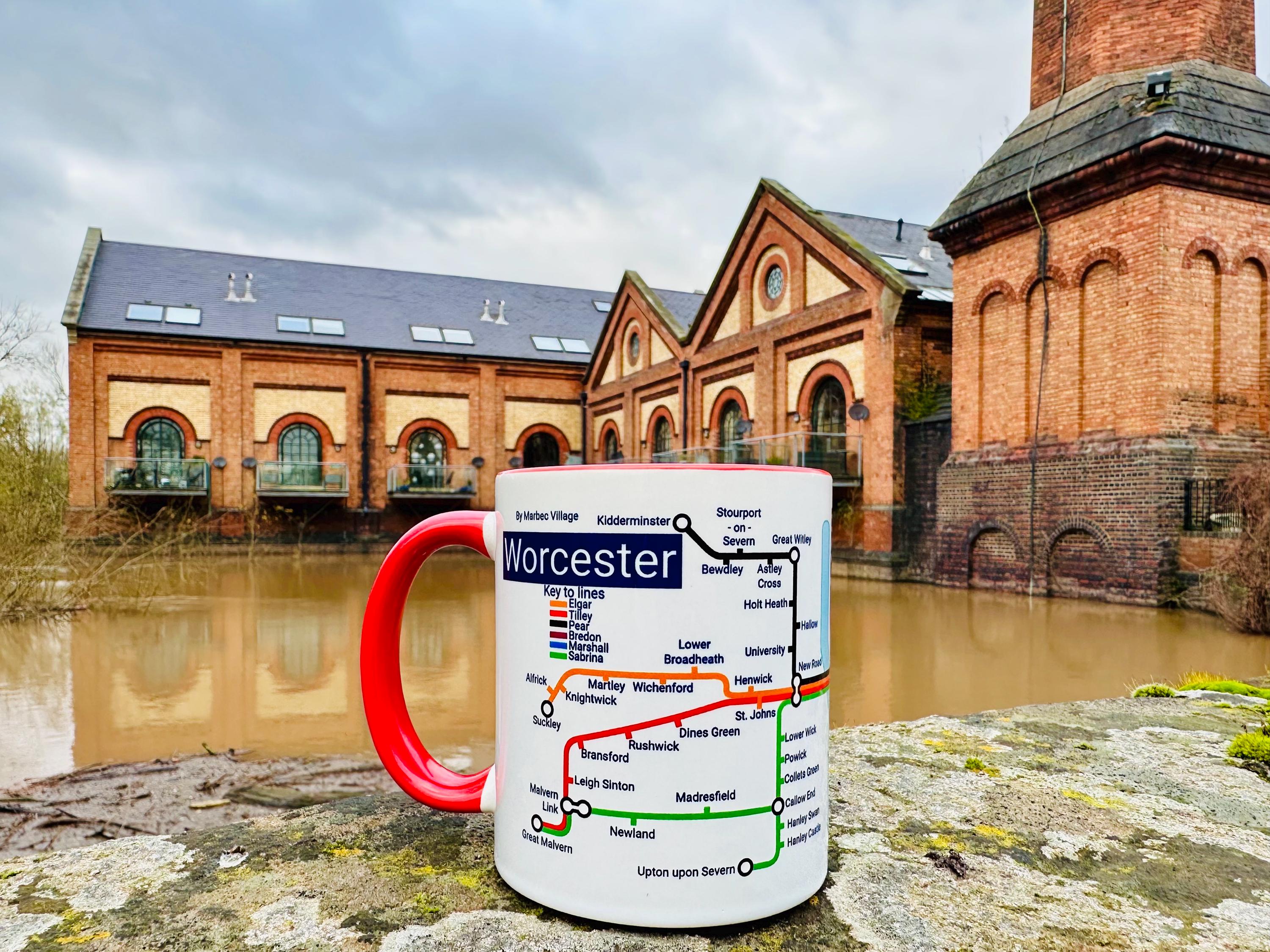 Worcester Metro Map Mug: Colorful Ceramic Coffee Mug (11oz)
