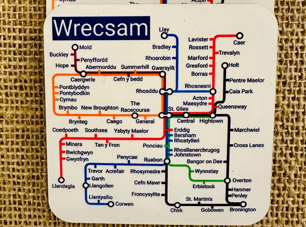 Wrexham Metro Map Coasters: North East Wales Transport - Pair