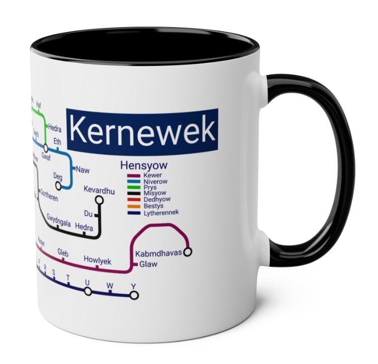 Kernewek Metro Mug: Cornish Language Learners Gift