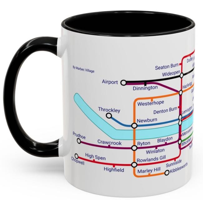Tyne and Wear Metro Mug: Newcastle Sunderland Design