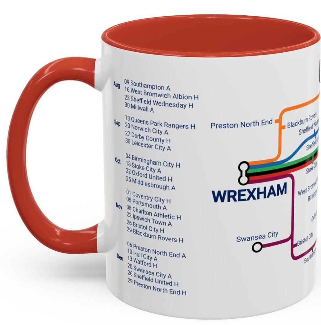 Wrexham football 25/26 - The Championship fixtures!! Featuring all opposition for the next promotion! Wrexham gift.