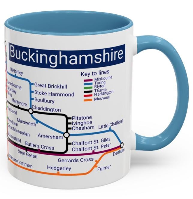 Buckinghamshire Metro Map Mug: Colorful UK Town Design