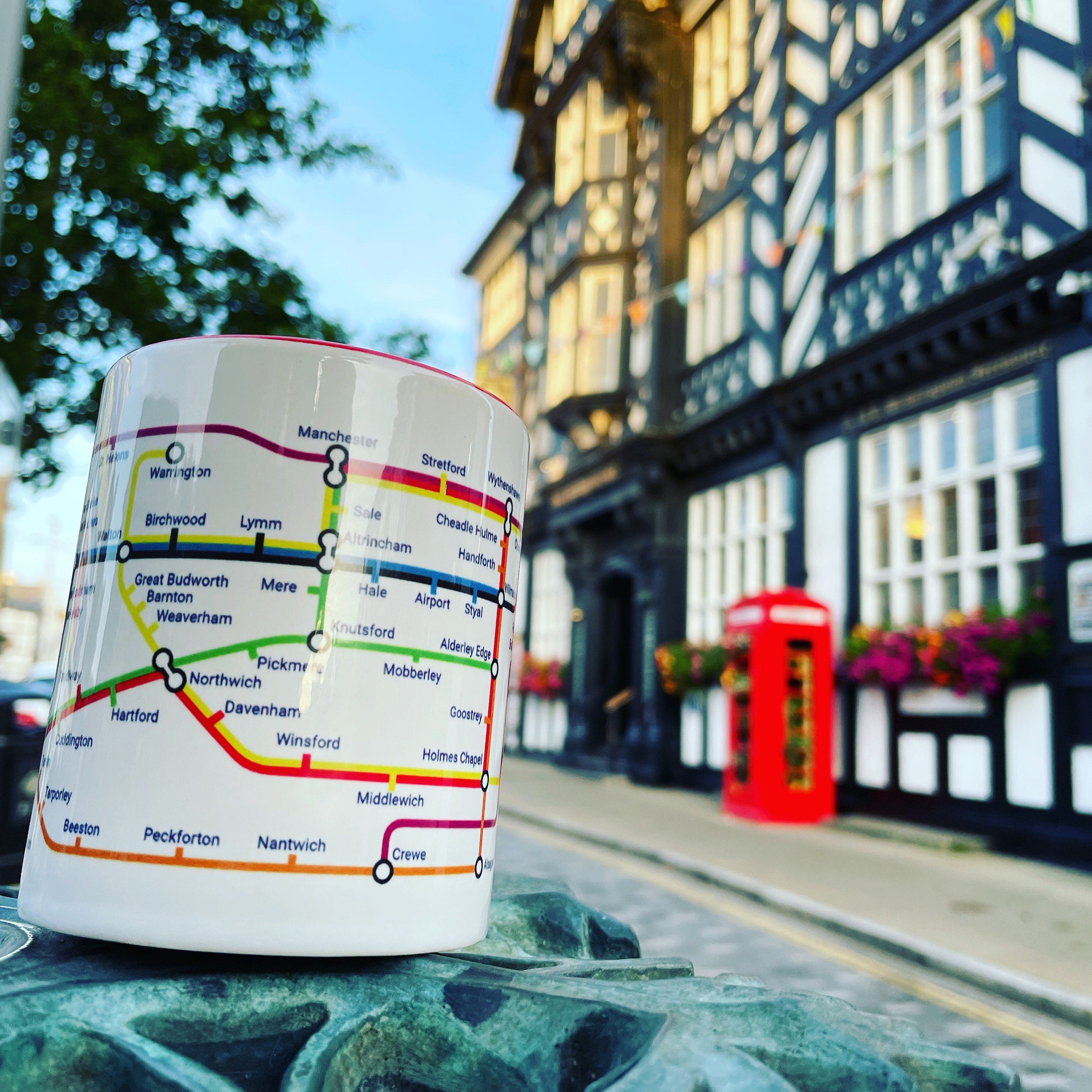 Cheshire Metro Mug: Towns & Villages Route Map, Ceramic 11oz
