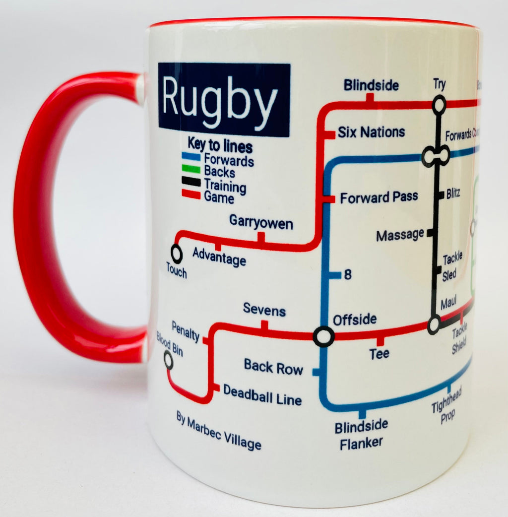 Rugby (game) metro mug - perfect for all rugby fans! Perfect for the Rugby gifts. Great for the side-lines on a Sunday