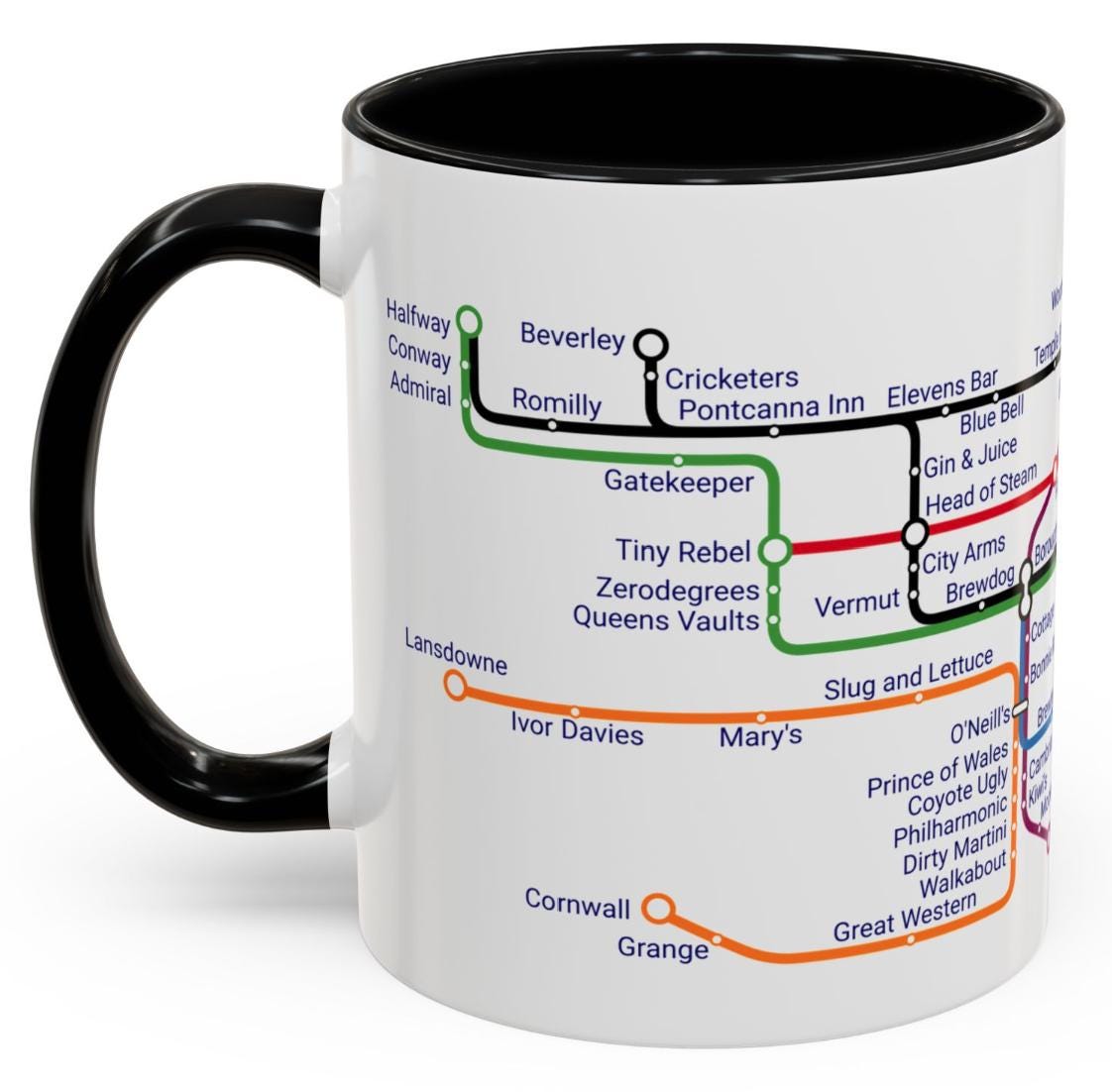 Cardiff Pubs Metro Mug: Ceramic Coffee Mug Souvenir