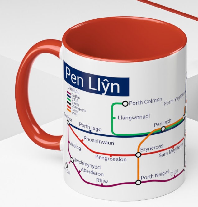 Pen Llŷn Metro Map Mug: Unique Local Gift