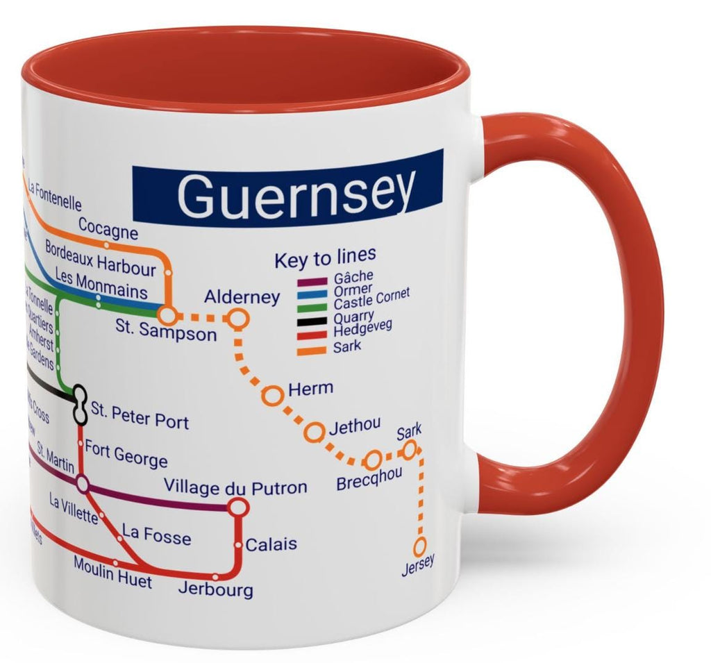 Guernsey Metro Map Mug: Channel Islands Souvenir