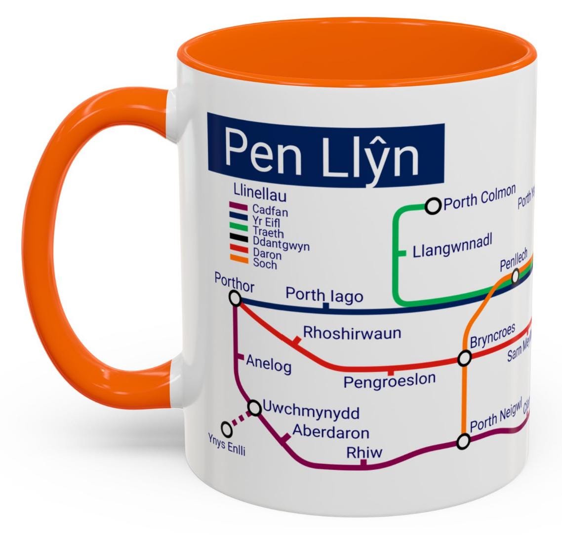 Pen Llŷn Metro Map Mug: Unique Local Gift