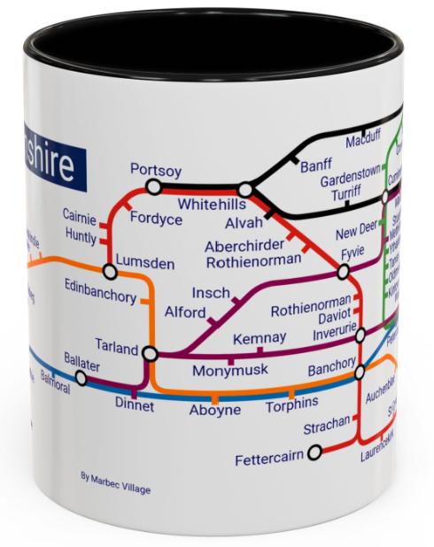 Aberdeenshire Metro Map Mug: Scotland Travel Gift