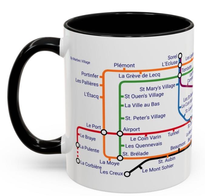 Jersey Metro Map Mug: Island Landmarks, Colorful Design