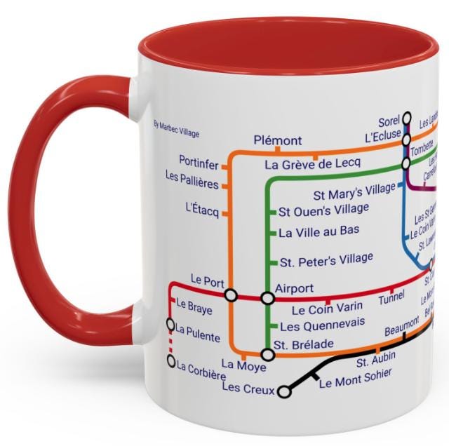 Jersey Metro Map Mug: Island Landmarks, Colorful Design