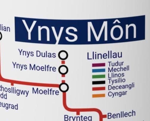 Ynys Mon Anglesey Metro Mug Map, Coastal North Wales