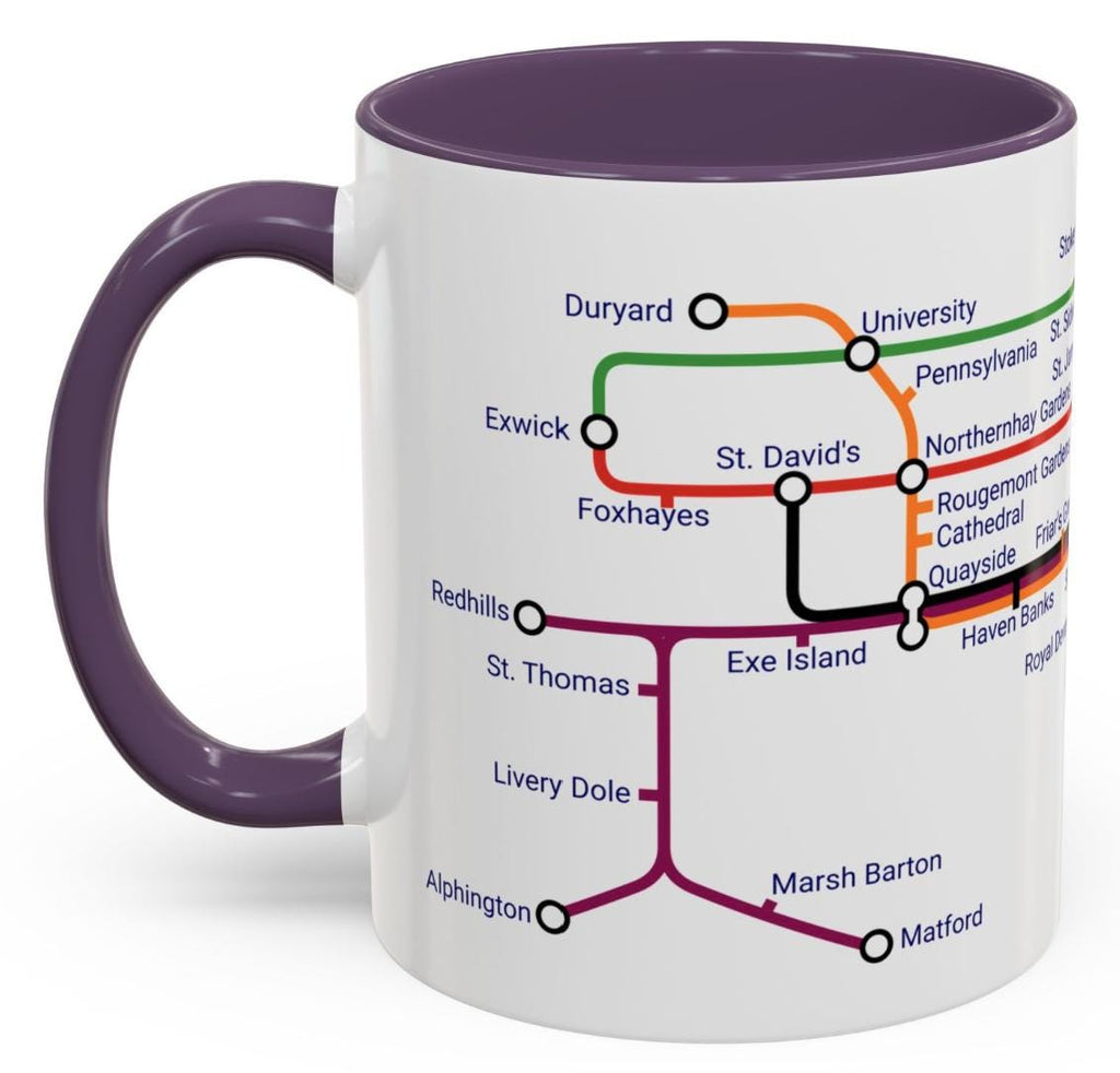Exeter Metro Map Mug: St David's, Cathedral, Quayside