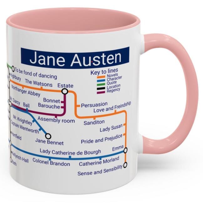 Jane Austen Metro Map Mug: Classic Literature Gift