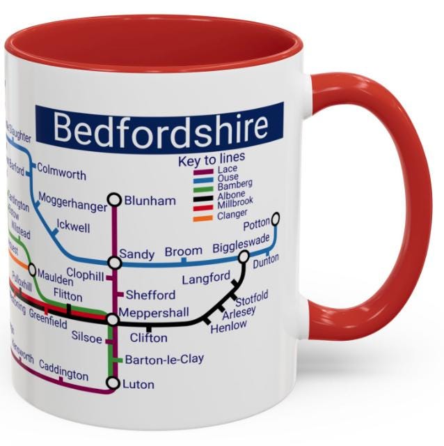 Bedfordshire Metro Mug: Stylish Ceramic Coffee Cup, Bedfordshire Gift