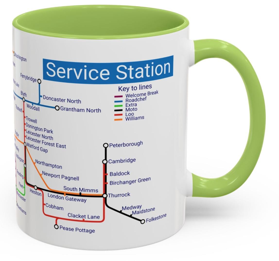 Motorway Service Station Mug: UK Road Trip Gift