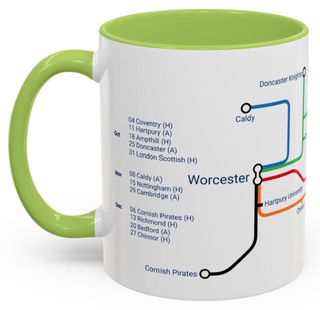 Worcester Rugby Mug: 2025/26 Season Fixtures, Rugby Fan Gift - Back in the City!