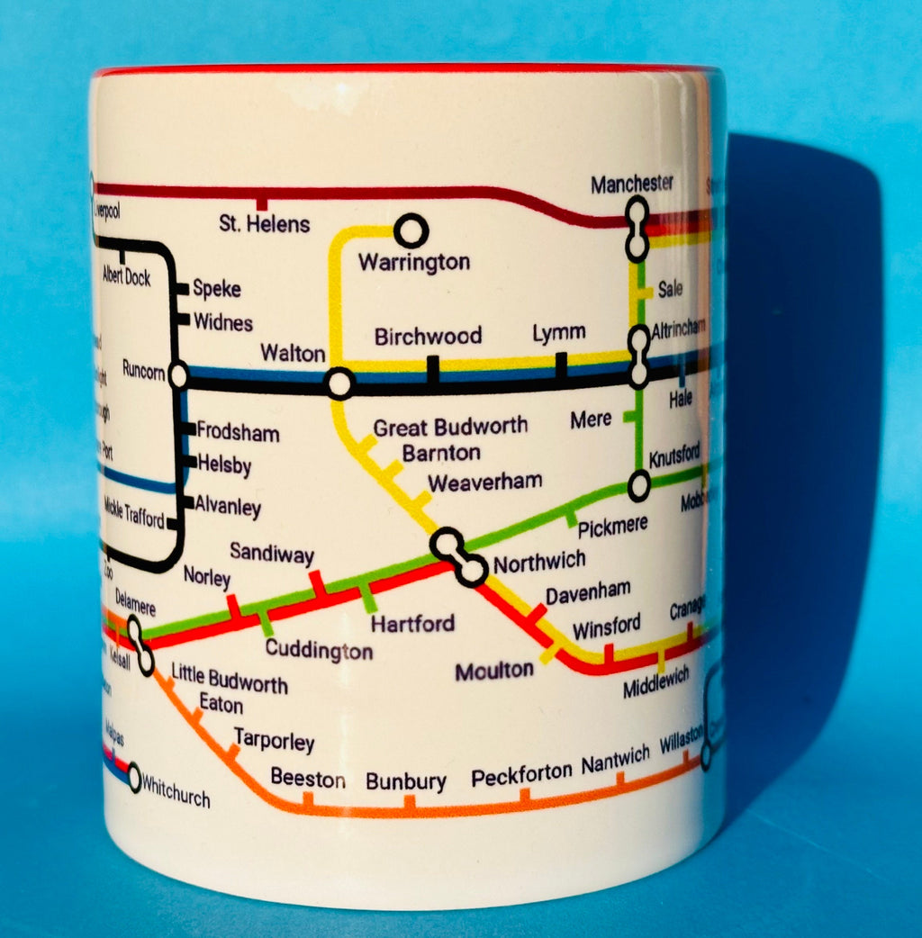 Cheshire Metro Mug: Towns & Villages Route Map, Ceramic 11oz