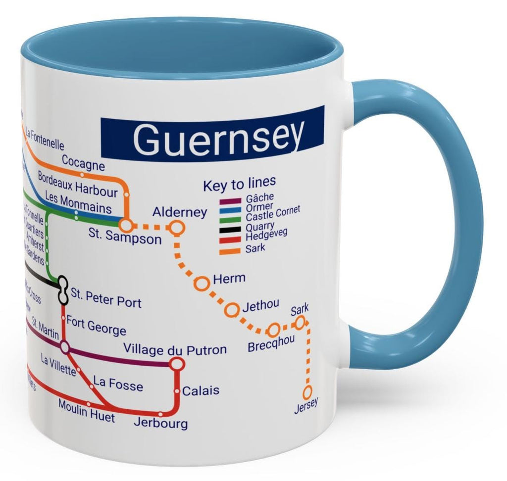 Guernsey Metro Map Mug: Channel Islands Souvenir