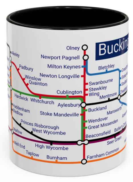 Buckinghamshire Metro Map Mug: Colorful UK Town Design