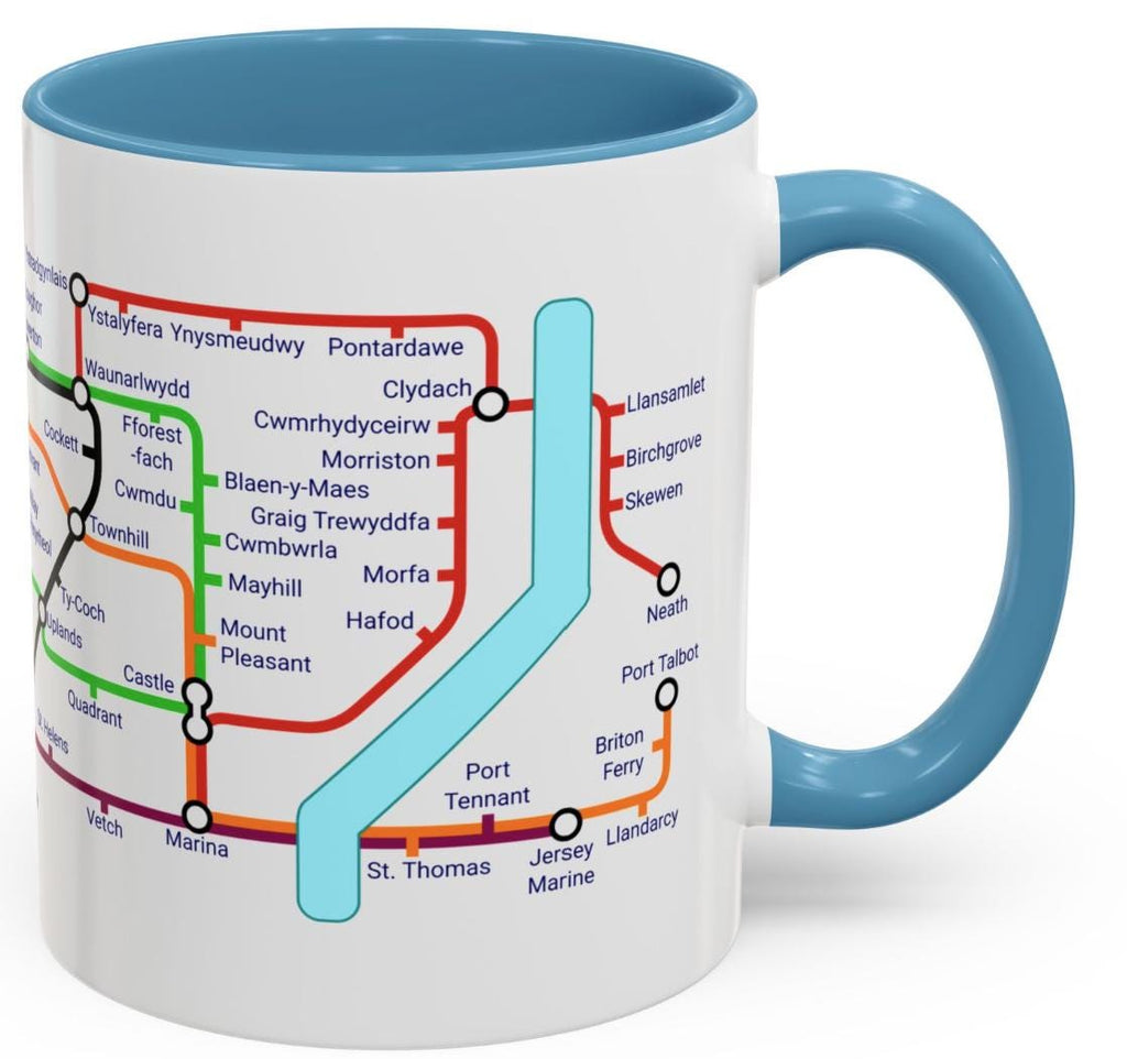 Swansea Wales Metro Mug: Colorful Local Transport Map
