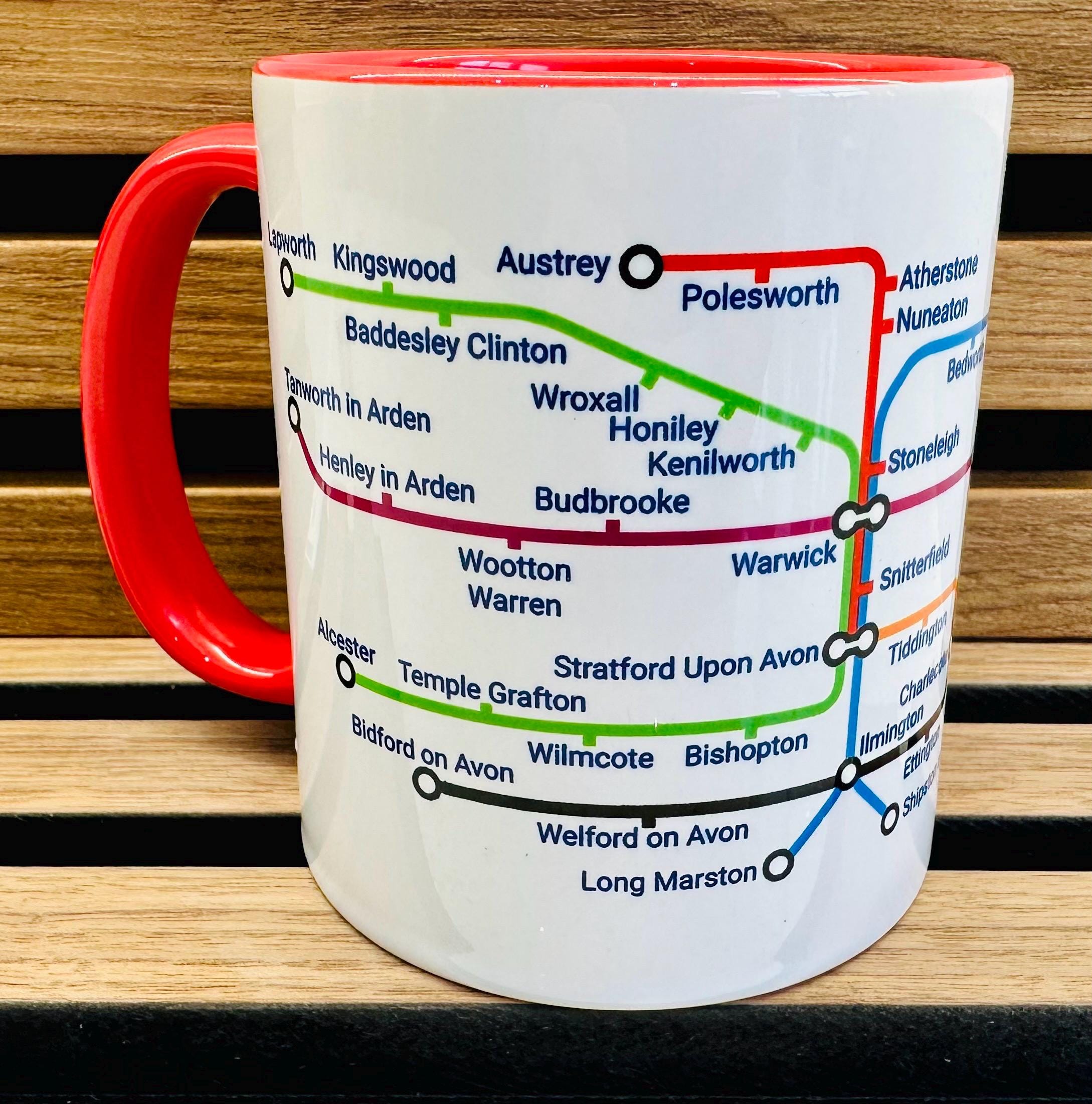 Warwickshire Metro Map Mug: Warwick, Stratford upon Avon