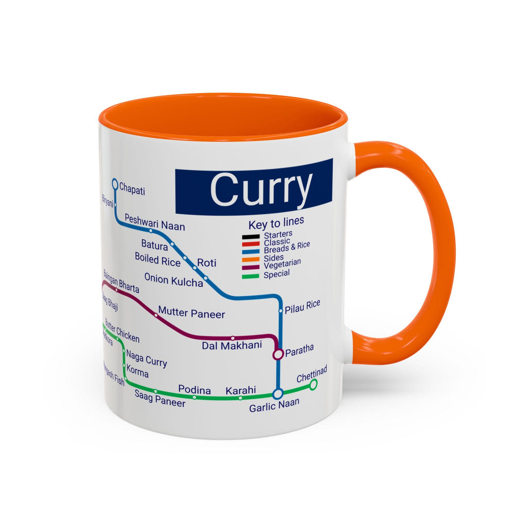 Curry Metro Mug: UK Indian Cuisine Map, Food Lover Gift