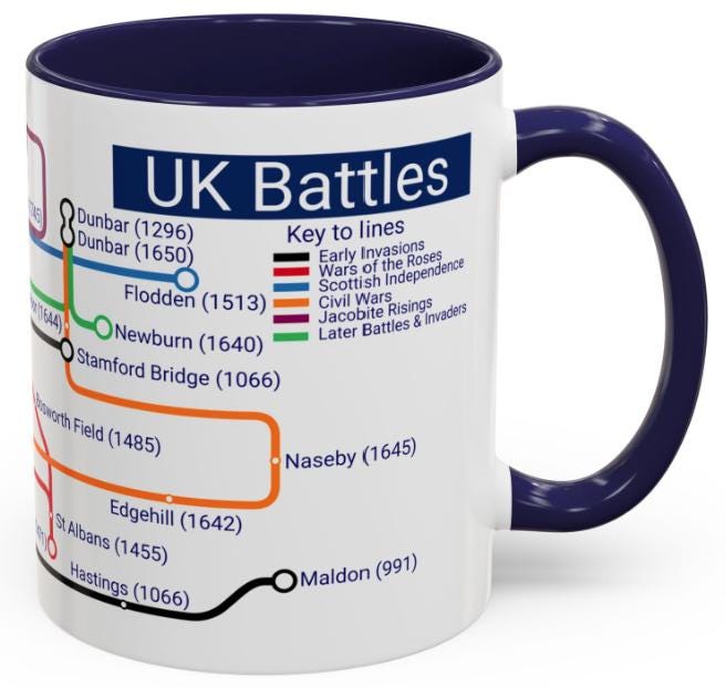 UK Battles Map Mug: British History Coffee Cup For History Buffs