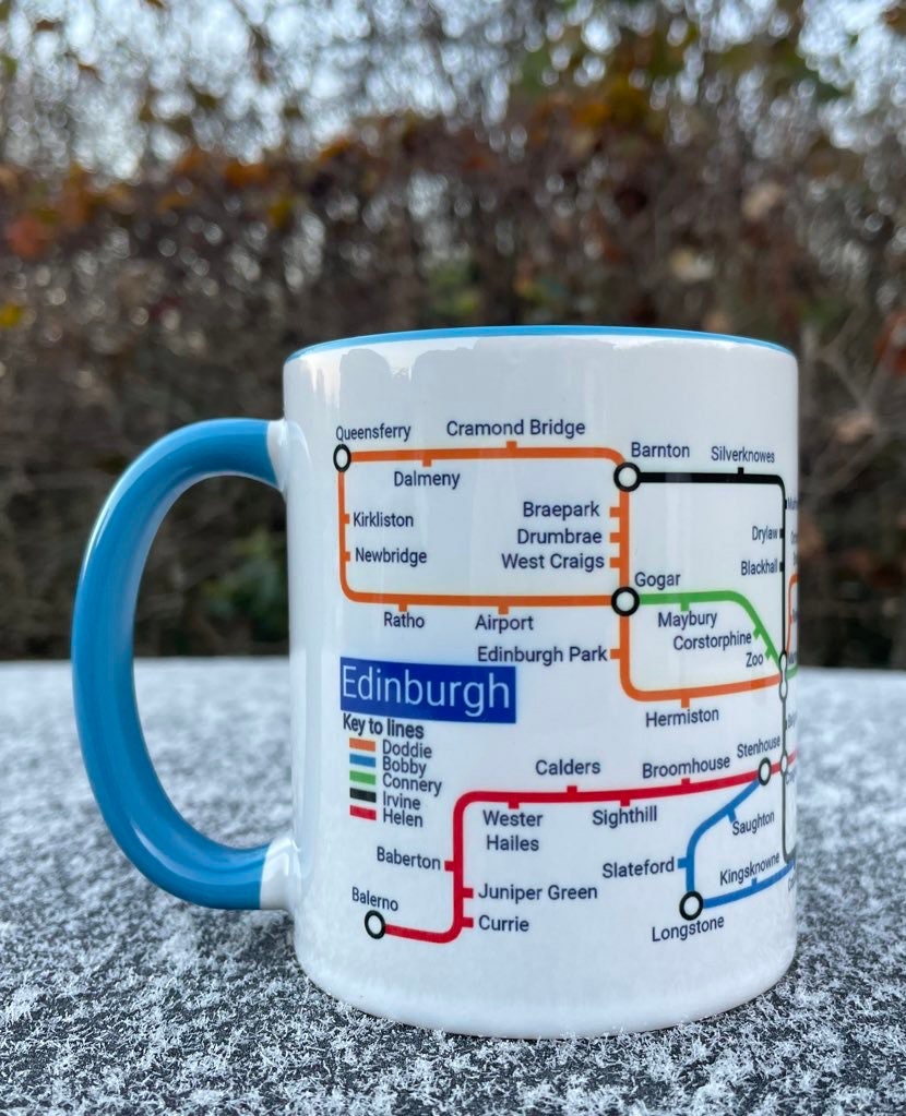 Edinburgh Metro Mug - featuring a journey through the capital city of Scotland.