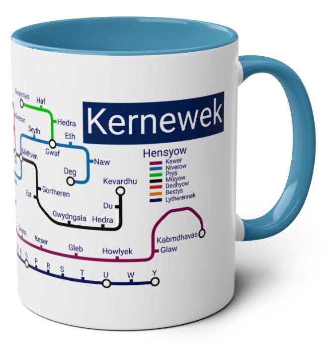 Kernewek Metro Mug: Cornish Language Learners Gift