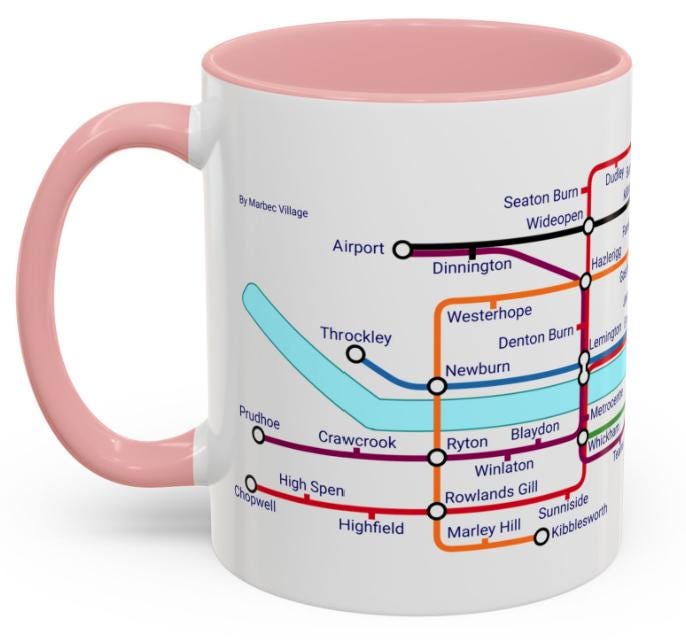 Tyne and Wear Metro Mug: Newcastle Sunderland Design