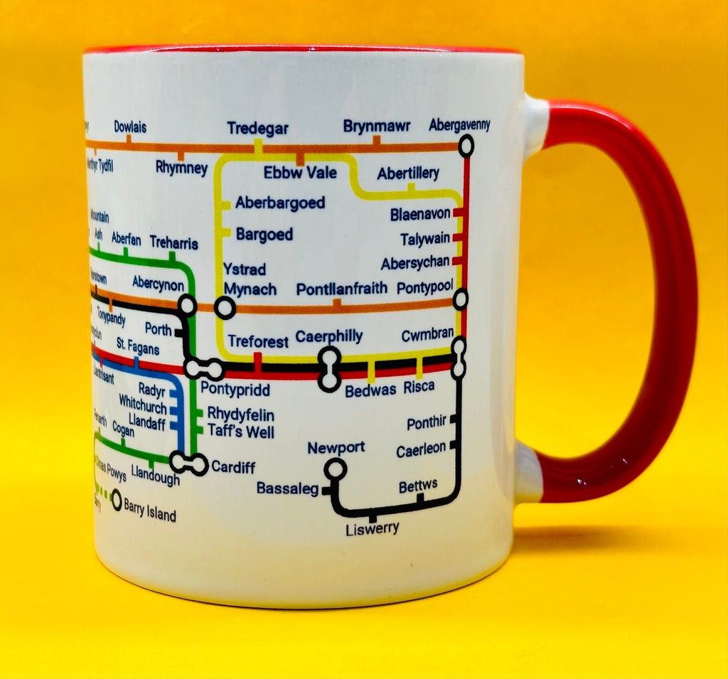 Valleys metro mug - Pontypridd, Abercynon, Ebbw Vale, Aberdare, Caerphilly, Treherbert, Cardiff ,Maesteg