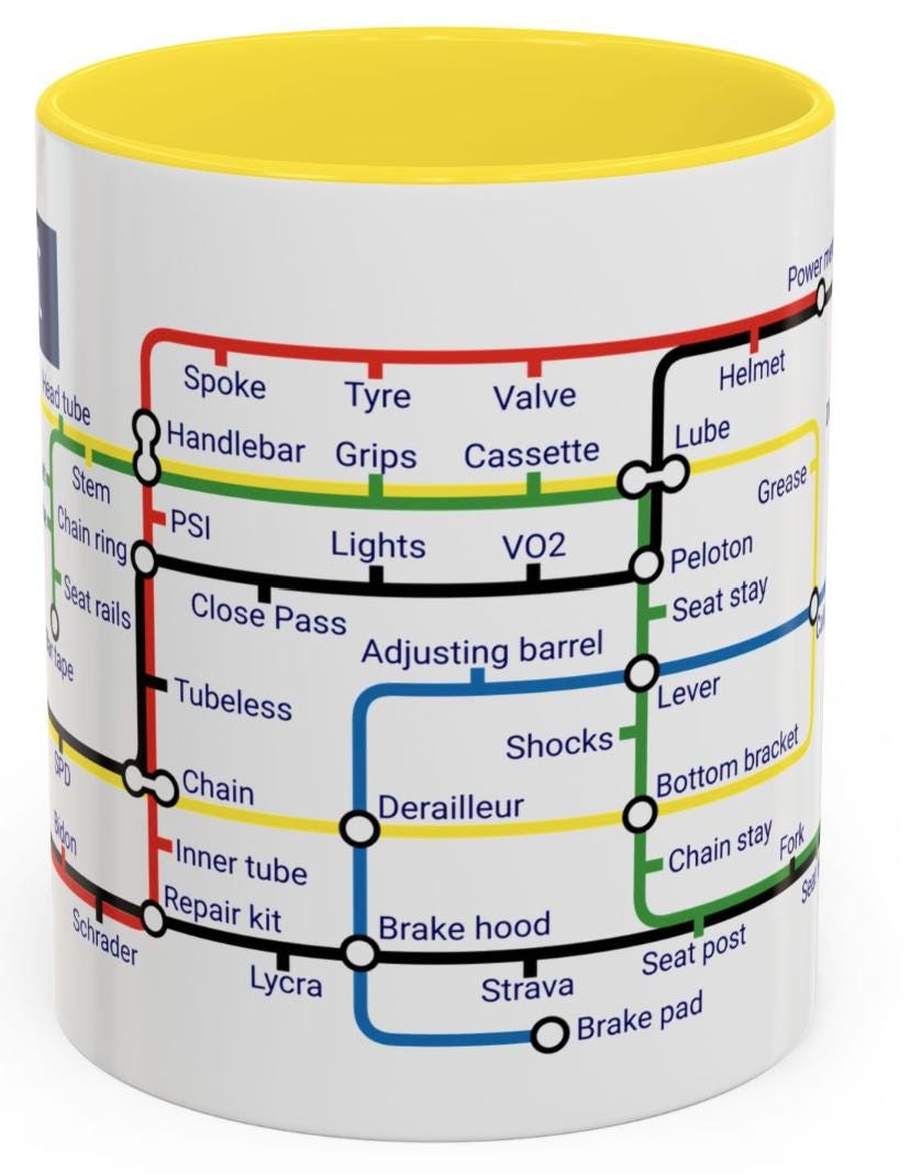 Cycling Metro Map Mug: Unique Cyclist Gift