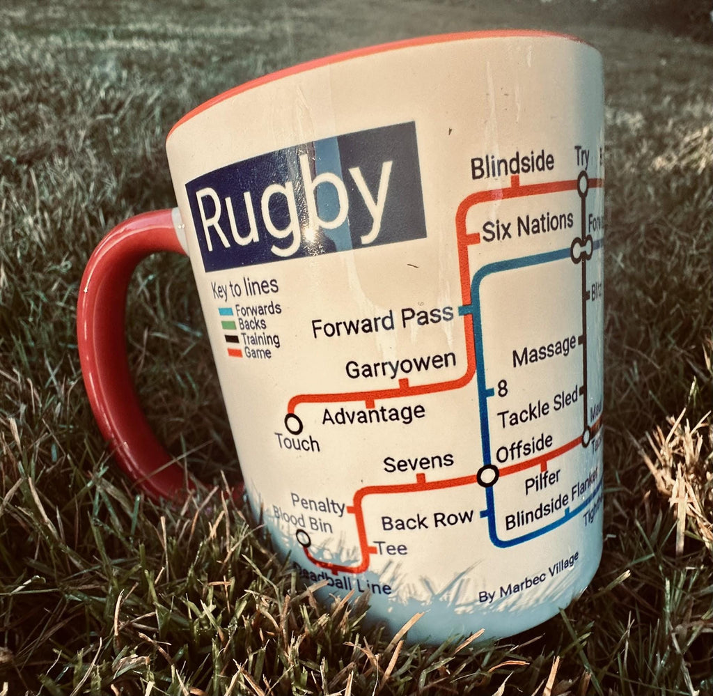 Rugby (game) metro mug - perfect for all rugby fans! Perfect for the Rugby gifts. Great for the side-lines on a Sunday