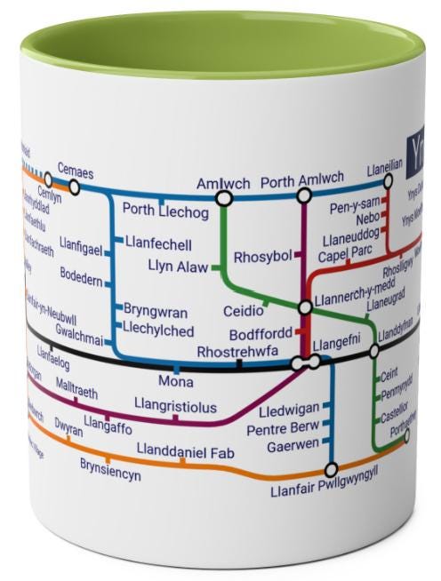 Ynys Mon Anglesey Metro Mug Map, Coastal North Wales
