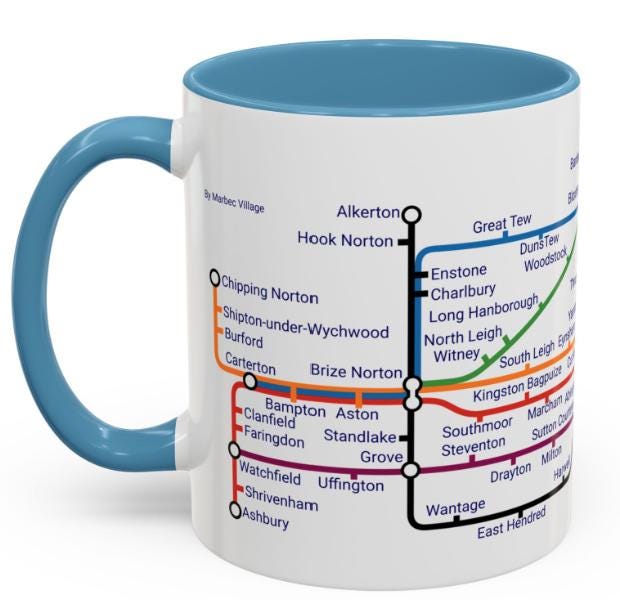 Oxfordshire Metro Map Mug: Oxford, Banbury, Bicester