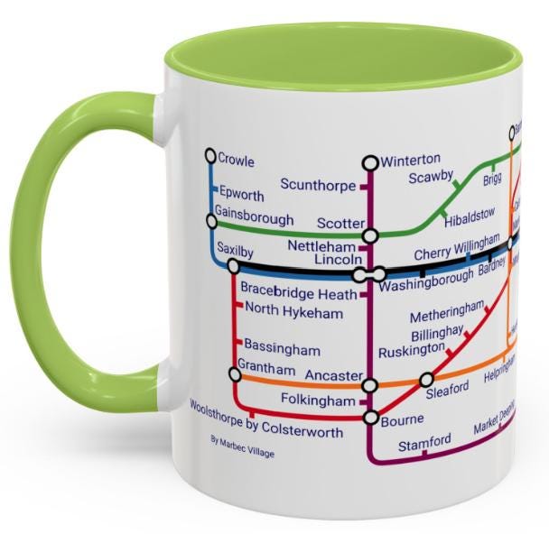 Lincolnshire Metro Mug - from Grantham to Grimsby via Sleaford, Boston, Skegness, and Cleethorpes