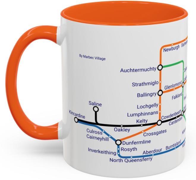 Fife Scotland Metro Map Mug: Unique Souvenir Gift
