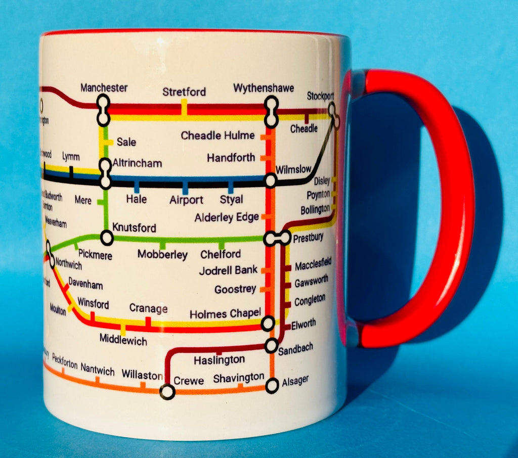 Cheshire Metro Mug: Towns & Villages Route Map, Ceramic 11oz