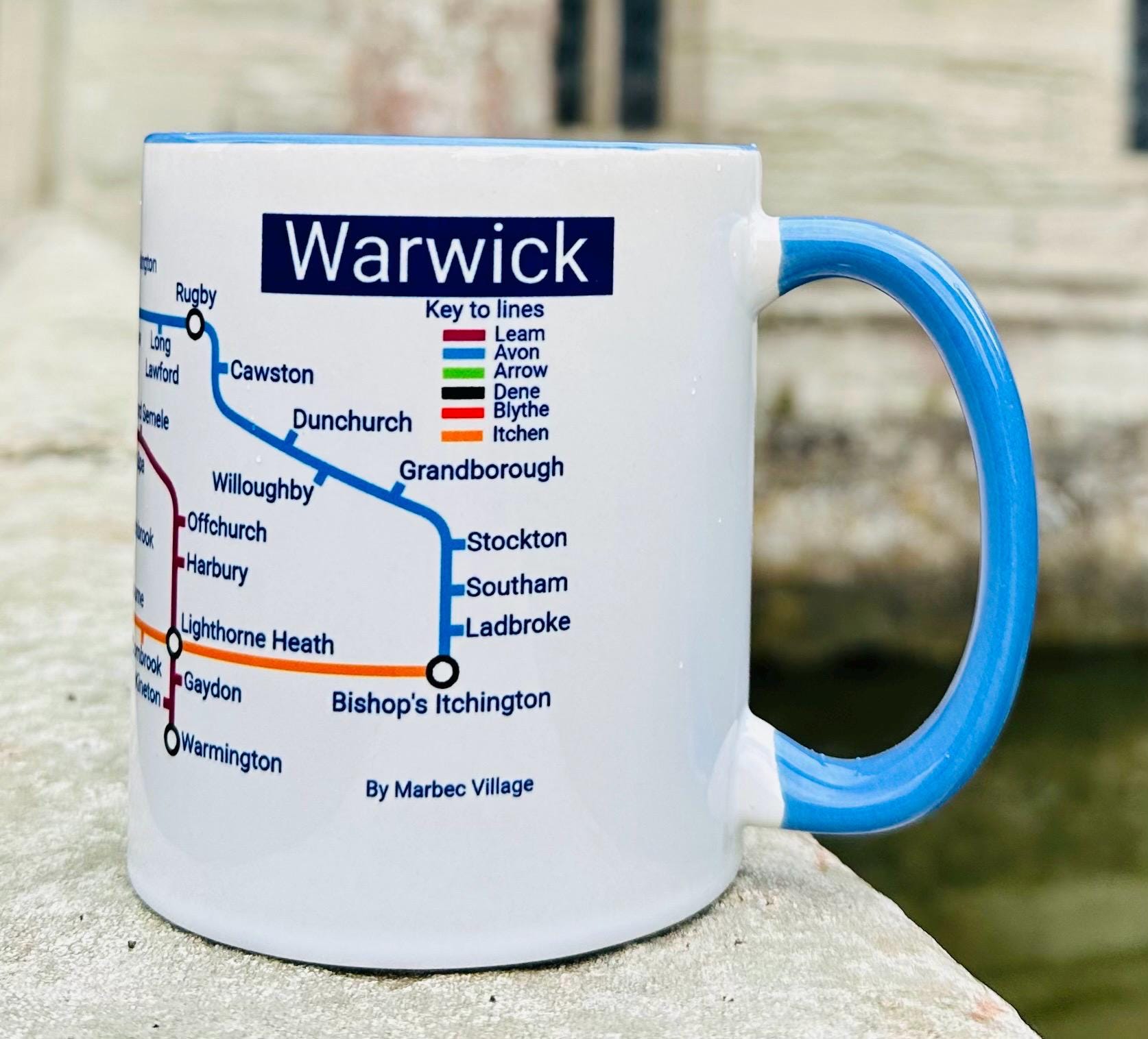 Warwickshire Metro Map Mug: Warwick, Stratford upon Avon