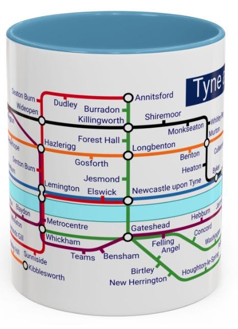 Tyne and Wear Metro Mug: Newcastle Sunderland Design