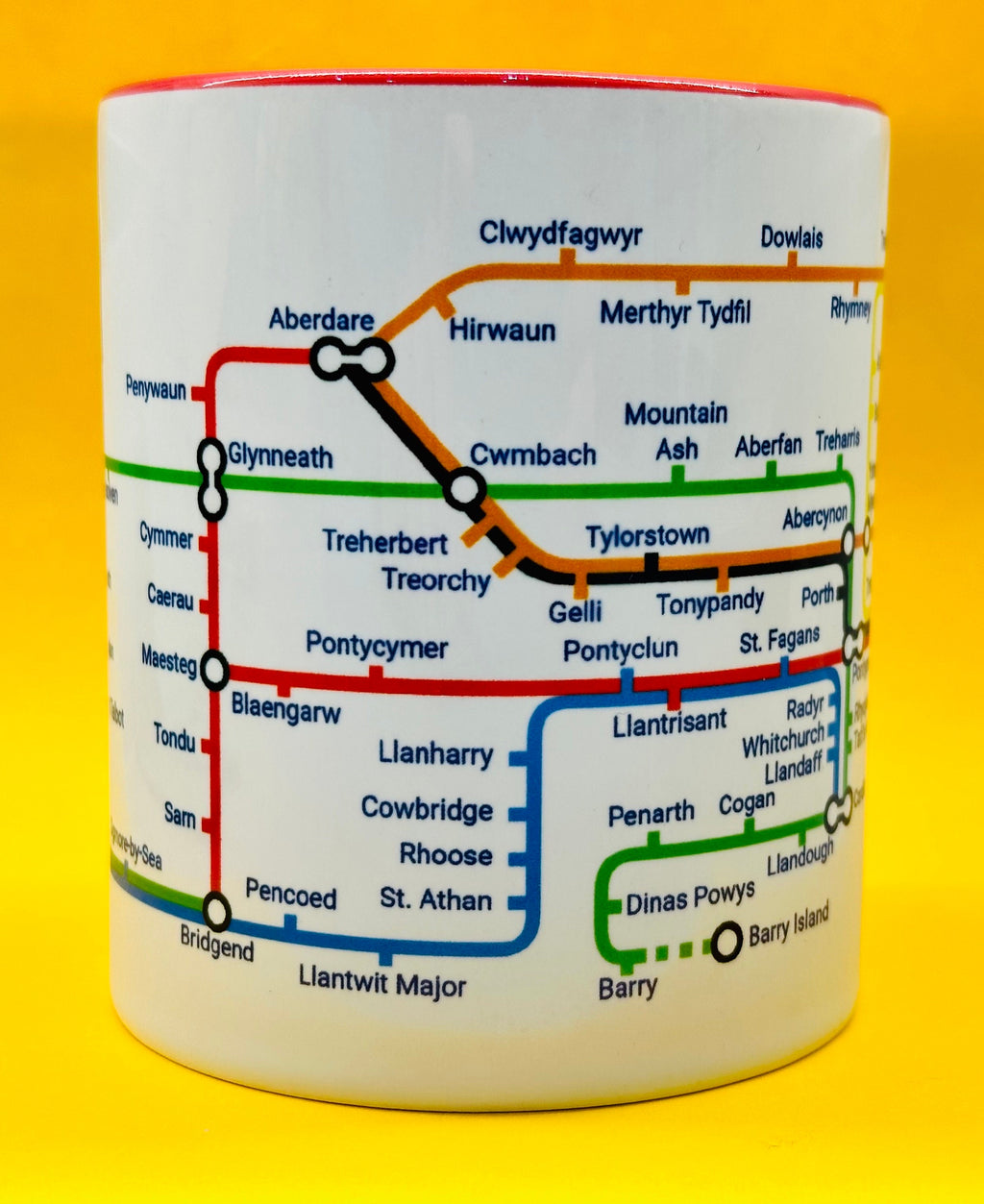 Valleys metro mug - Pontypridd, Abercynon, Ebbw Vale, Aberdare, Caerphilly, Treherbert, Cardiff ,Maesteg