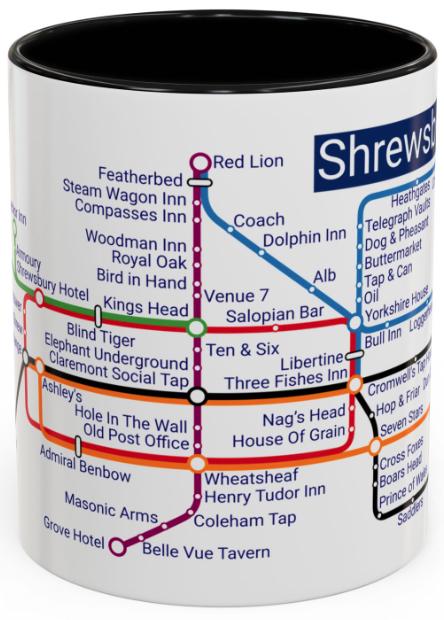 Shrewsbury Pubs Metro Mug: Quirky Ceramic Coffee Mug
