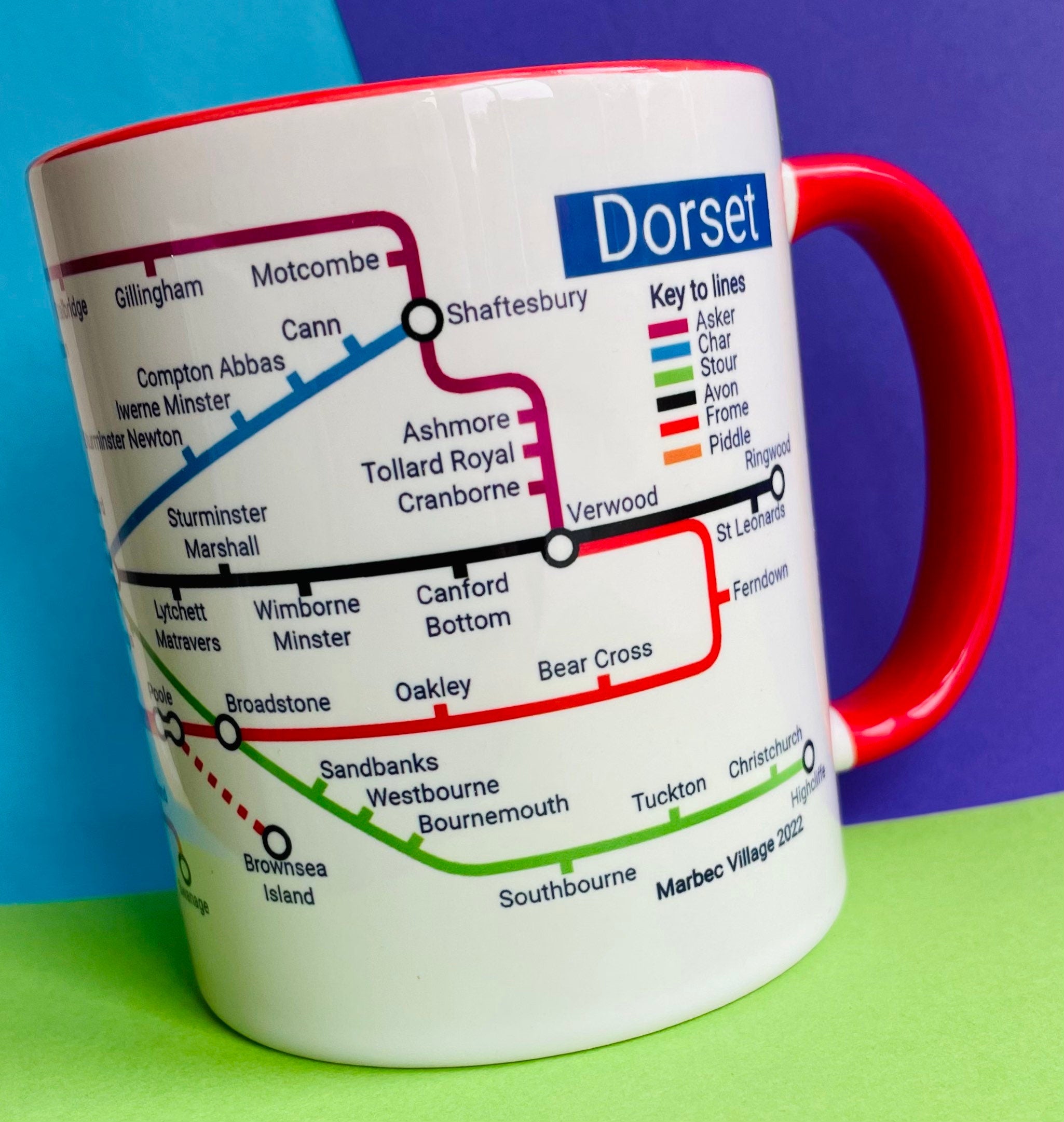 Dorset Metro Mug: UK Towns & Villages Ceramic Coffee Cup
