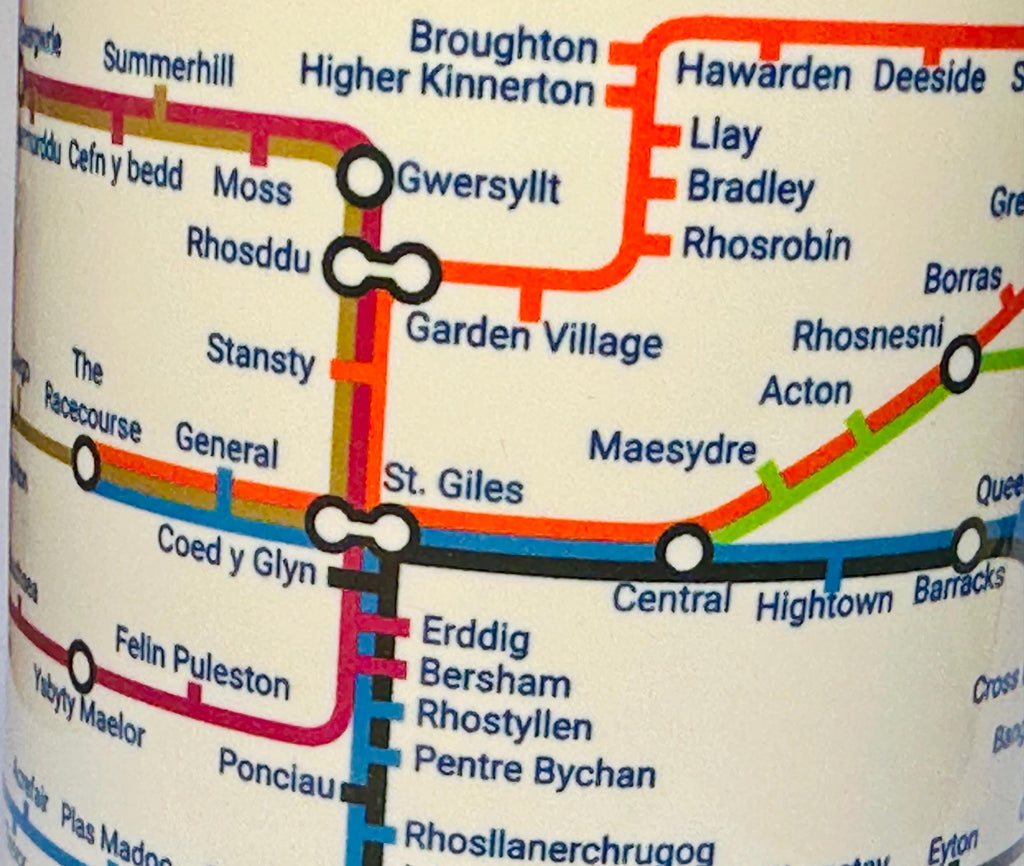 Wrexham Wales Metro Mug: Colorful Transport Map, Local Gift
