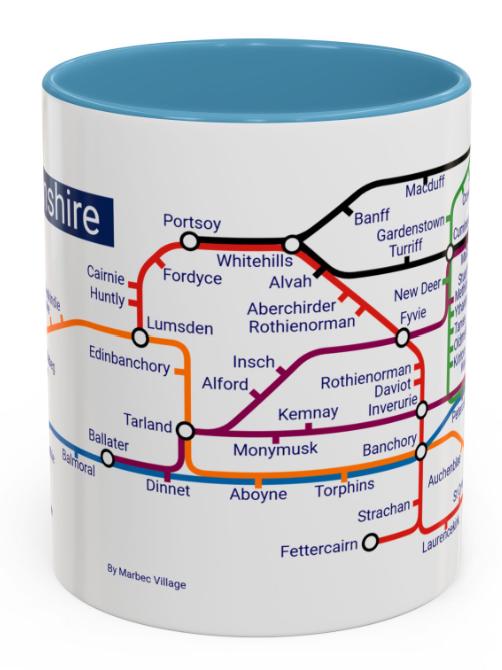 Aberdeenshire Metro Map Mug: Scotland Travel Gift