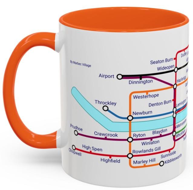 Tyne and Wear Metro Mug: Newcastle Sunderland Design
