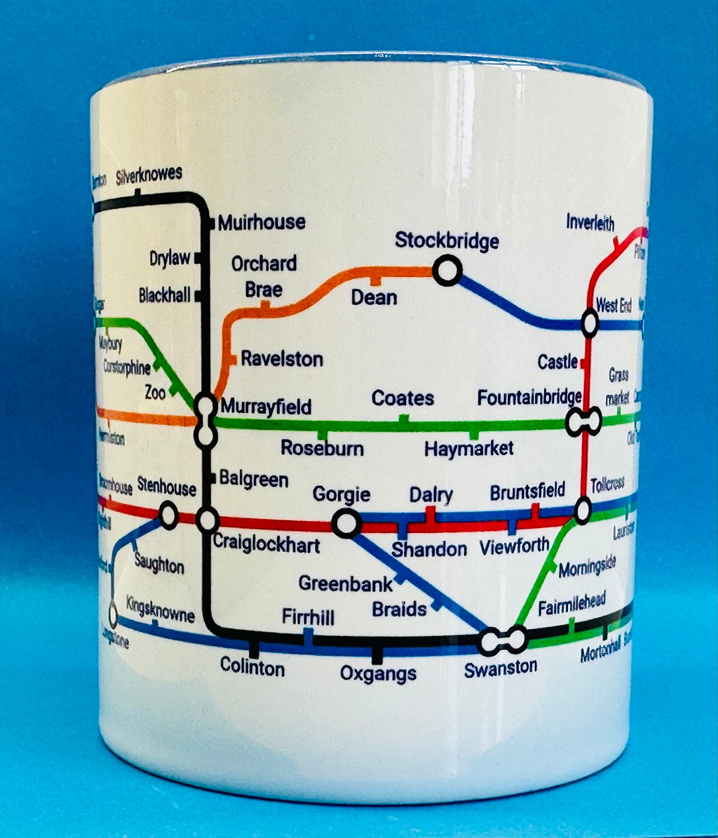Edinburgh Metro Mug - featuring a journey through the capital city of Scotland.